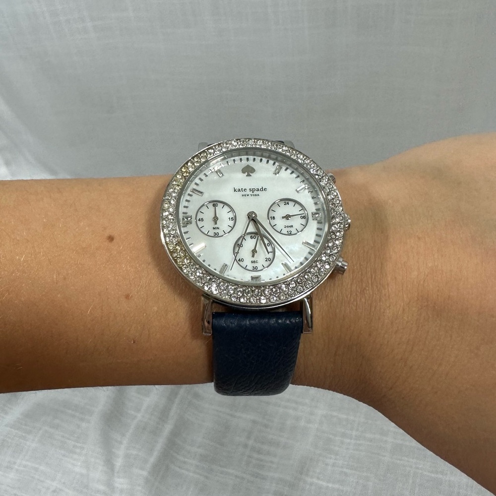 Kate spade leather studded watch navy band